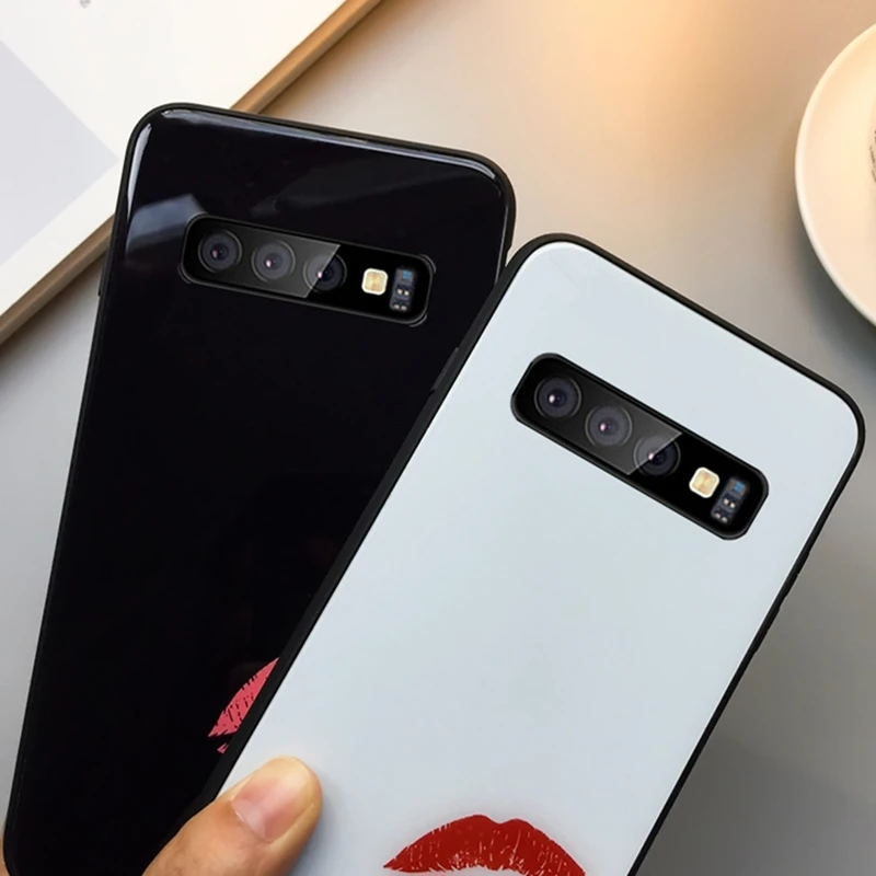 Чехол BONVAN из закаленного стекла с принтом губ для Samsung Galaxy S10 lite e|Бамперы| |