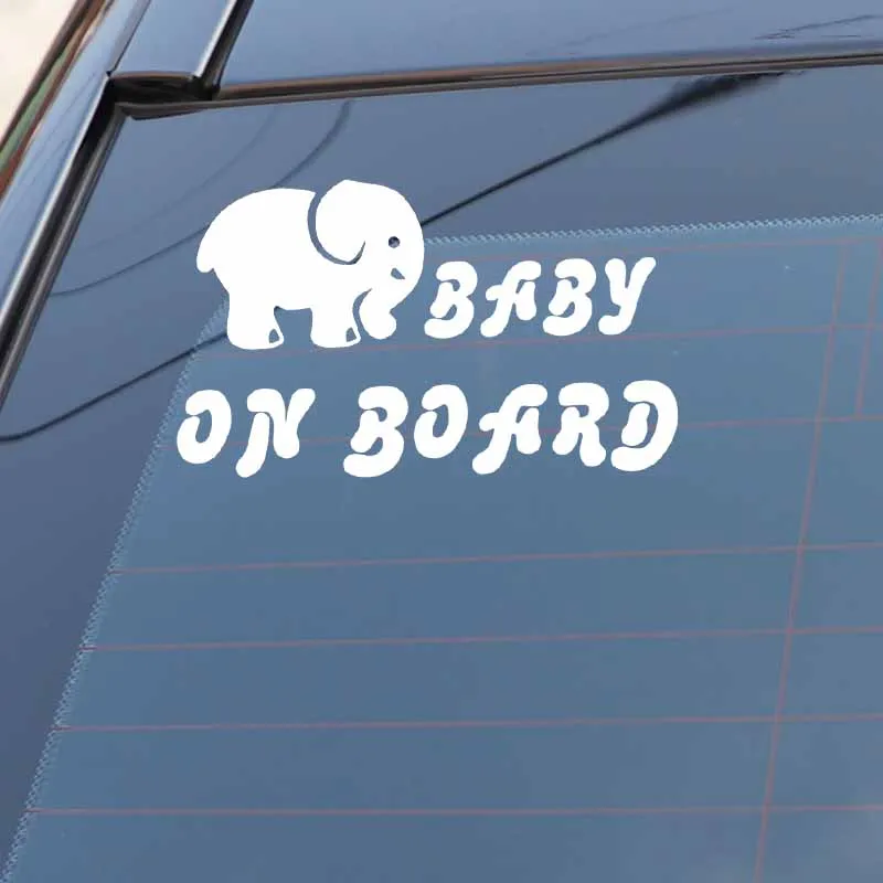 YJZT 16.6X9.8CM Elephant BABY ON BOARD Cute Cartoon Car Sticker Fashion Vinyl Decal Accessories C25-0225 | Автомобили и мотоциклы
