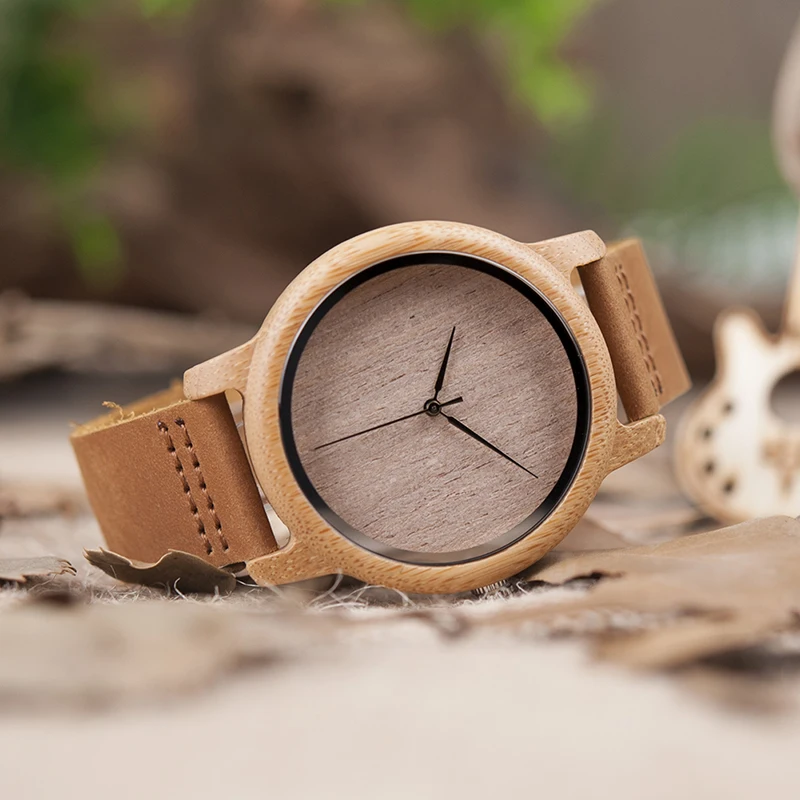 BOBO BIRD L-A19 Женские бамбуковые деревянные часы для мужской из натуральной кожи ремешок кварцевые часы для женщин в подарочной коробке принимаем OEM дропшиппинг