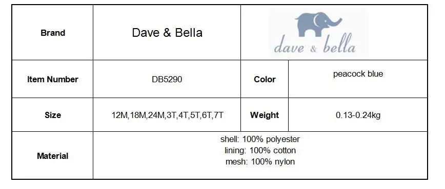 Dave bella/летнее платье принцессы с павлином для маленьких девочек детское свадебное платье Детская одежда для дня рождения, платье лолиты для девочек DB5290