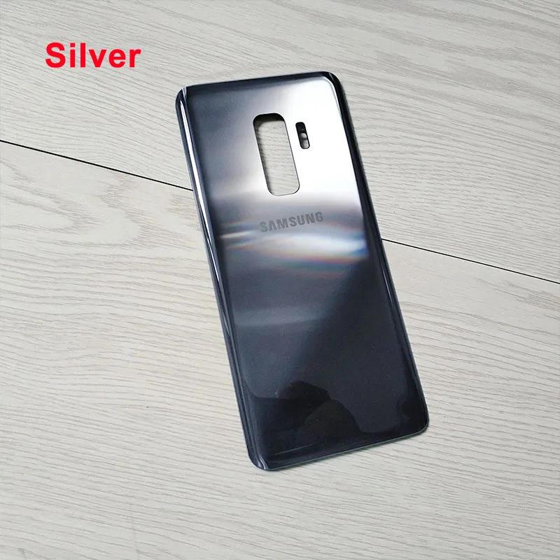 Silver Чехол для телефона samsung Galaxy S9 Plus S9+ Крышка корпуса задней двери стеклянная Задняя крышка батареи Замена для samsung S9Plus - Цвет: Silver