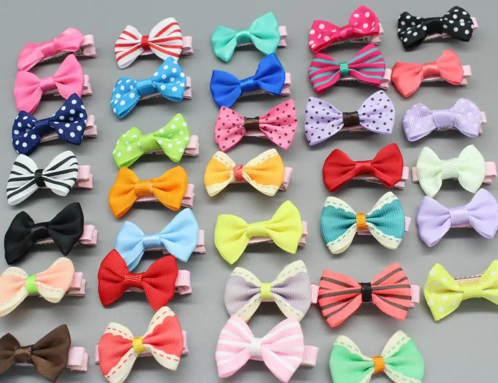 2015 Promotion 50pcs Mini Hair Bows Girl Hairbow Clips. Tuxedo Barrette/alligator Clips for Babies Toddlers Adults free Gift Box | Дом и сад
