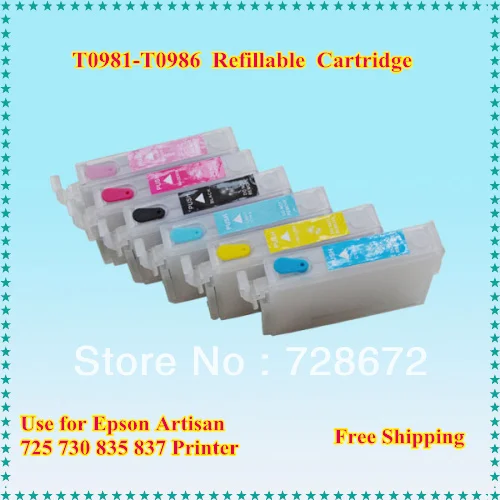 T0981 T0986 многоразового Заправка чернильных картриджей для epson artisan 700 710 725 730 800 810 835