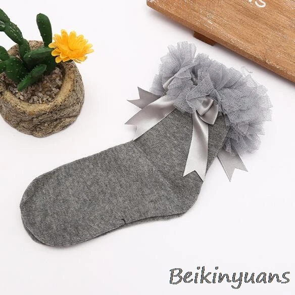 Gray Модные удобные теплые носки хлопковые носки для девочек, хлопковые тонкие носки с оборками - Цвет: Gray