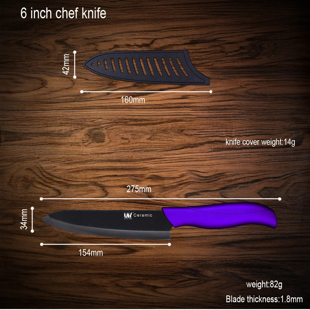 XYJ абсолютно кухонные ножи черный нож стенд + фиолетовый ручки керамические