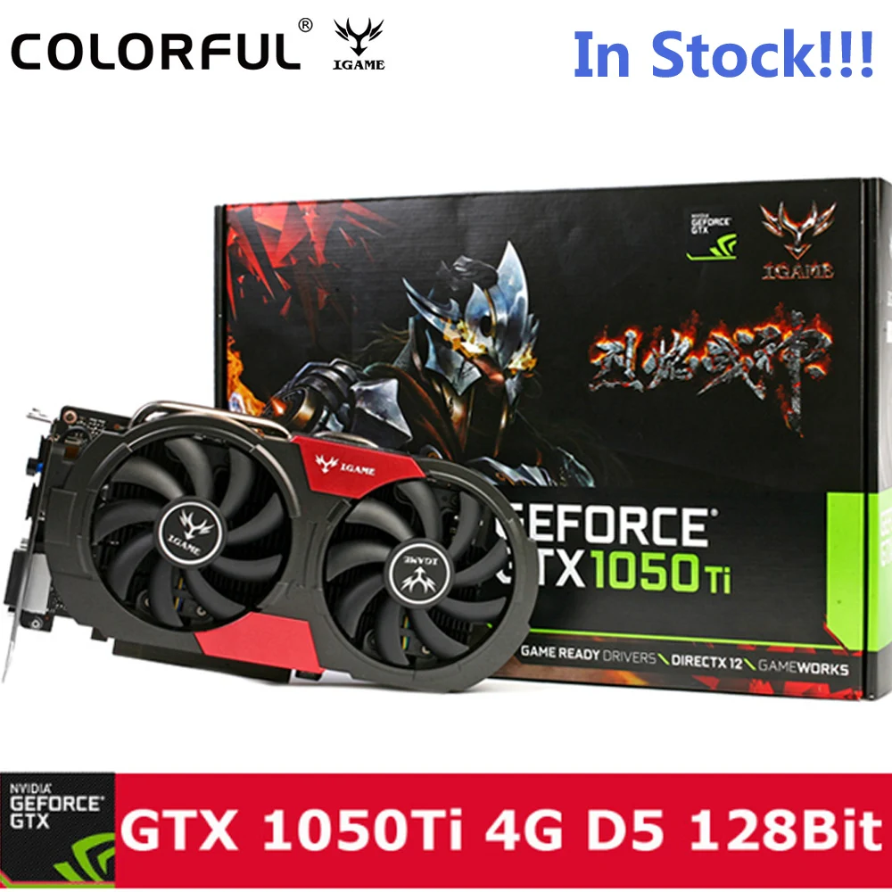 Оригинальные красочные IGame 1050Ti Графика карта NVIDIA 128bit 4 ГБ DDR5 6Pin компьютерного