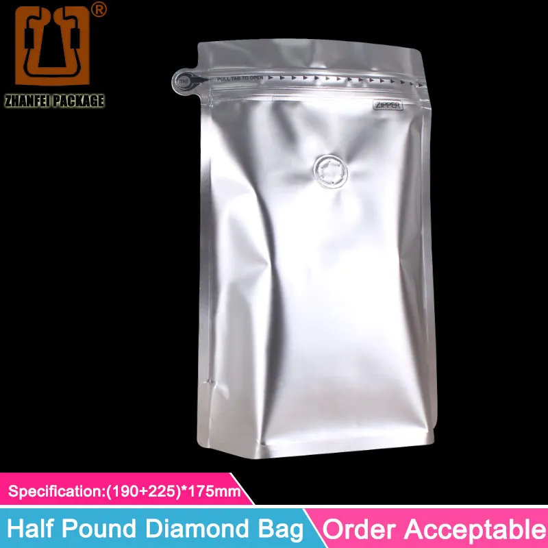 ZHANFEI полуфунтовый Алмазный мешок из алюминиевой фольги крафт бумага ziplock с