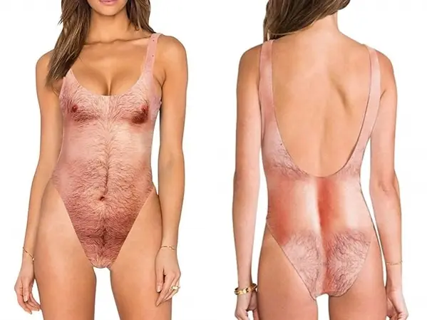 Забавный купальный костюм с пушистой грудью Цельный купальник для женщин | Спорт