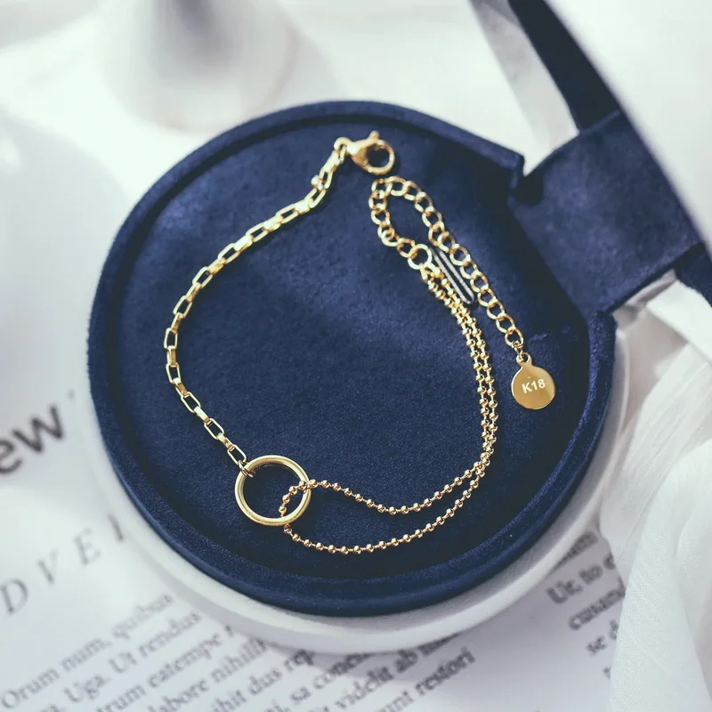 YUN RUO Новое поступление модный круглый Асимметричный браслет из розового золота