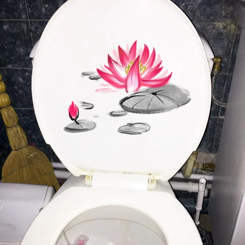 YOJA 23.3X17.5CM Античная Акварельная растительная водяная Лилия Настенная Наклейка