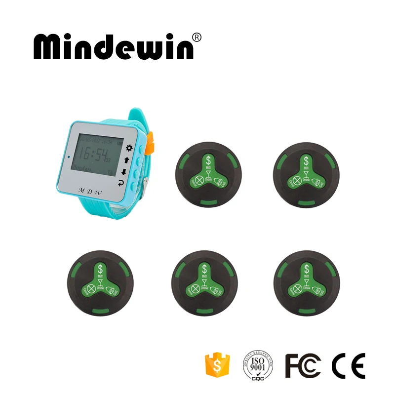 Mindewin Высокое качество 1 шт. M W часы пейджер приемник + 5 K 4 кнопка вызова