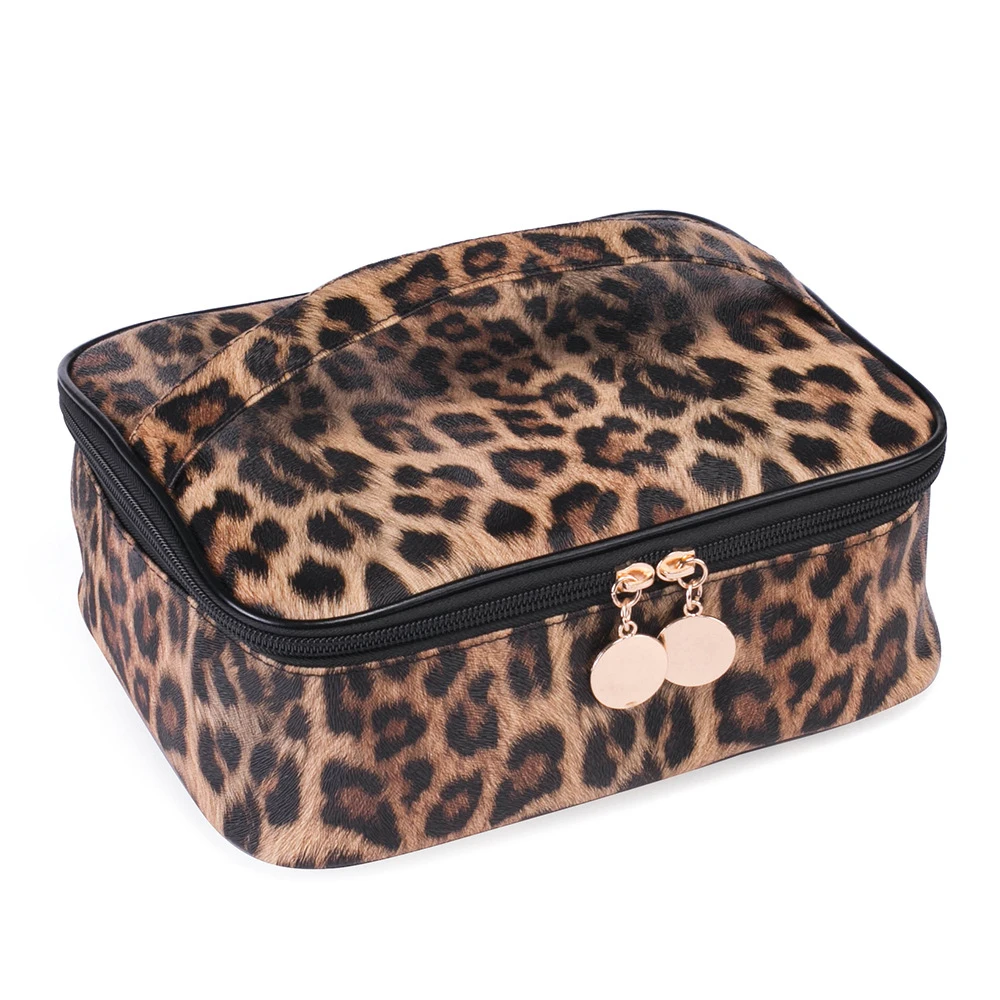 CHILEELOVE Leopard Print Professional Multifunctional Portable Makeup Brushes Kit and Cosmetic Tool Storage Collection Hand Bag | Красота и
