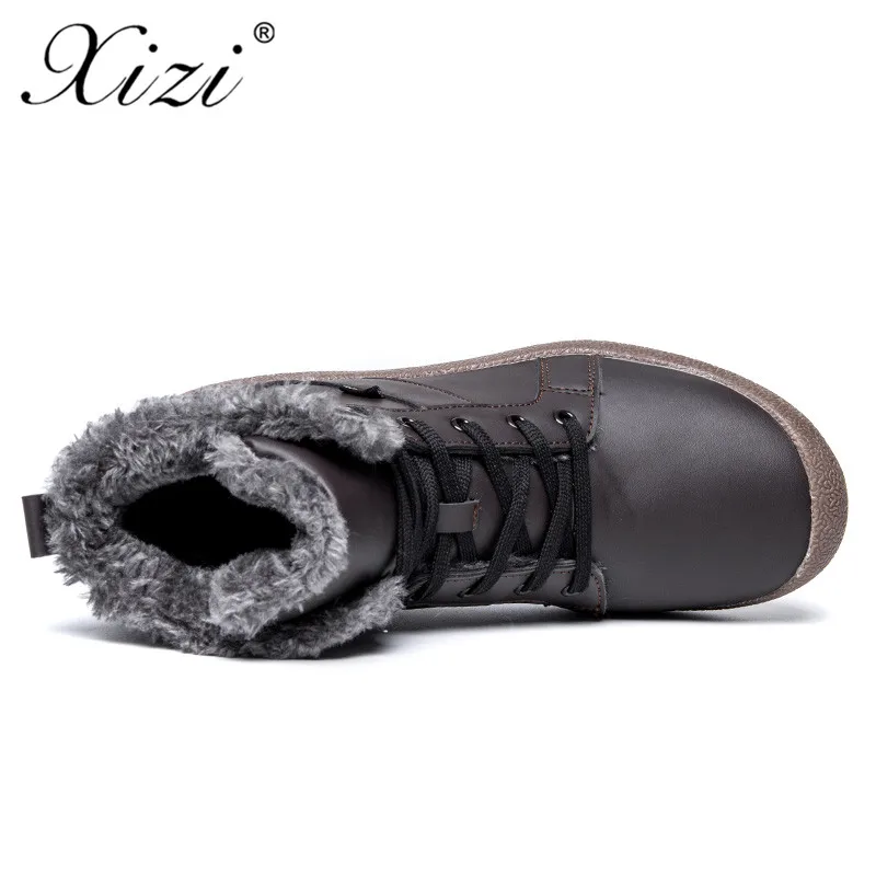 XIZI/модные мужские ботинки водонепроницаемые кожаные зимние сохраняющие тепло