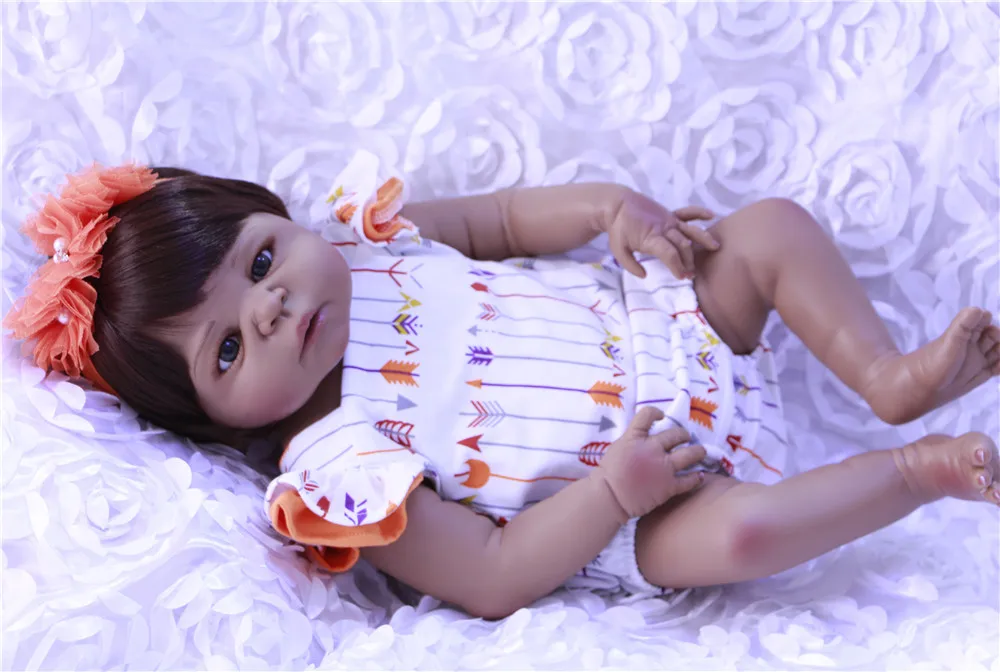 Силиконовый Реборн полный подарок для детей черный чехол 22 дюйма|baby girl doll toy|doll