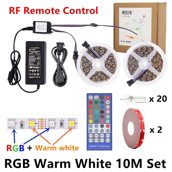 10 м 5050 RGB Светодиодная лента Водонепроницаемая wifi RGBW RGBWW DC 12 В светодиодный светильник комплект гибкой
