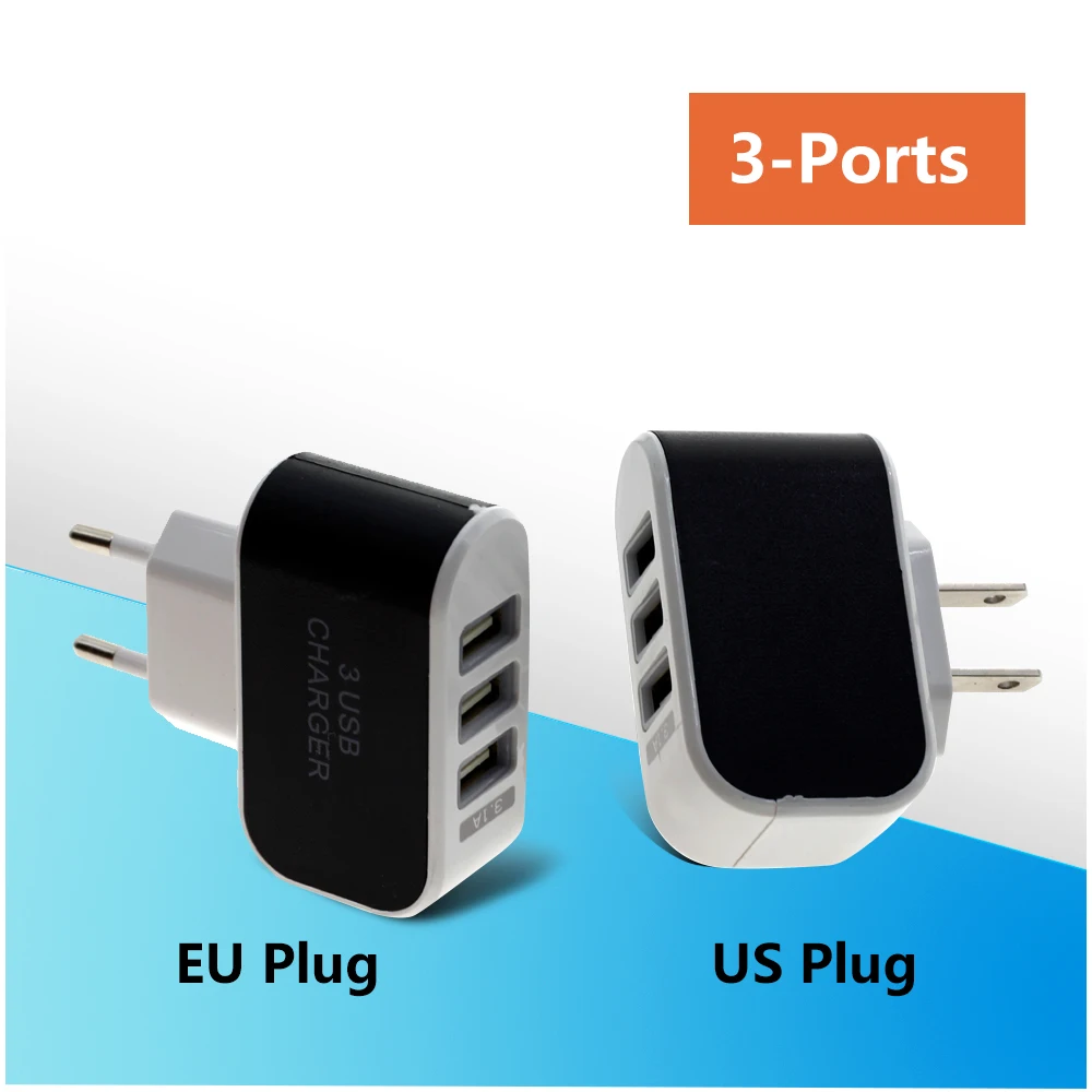 USB адаптер питания 5 в пост. Тока вилка стандарта ЕС/США 1 / 2 3 6 портов светодиодный