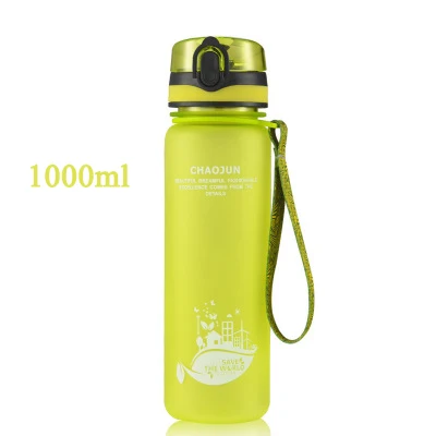 Green 1000ml Новинка, 1 литровая пластиковая бутылка для воды, Спортивная бутылка для воды 350, 600, 1000 мл, портативная герметичная большая бутылка для путешествий и бега - Цвет: Green 1000ml