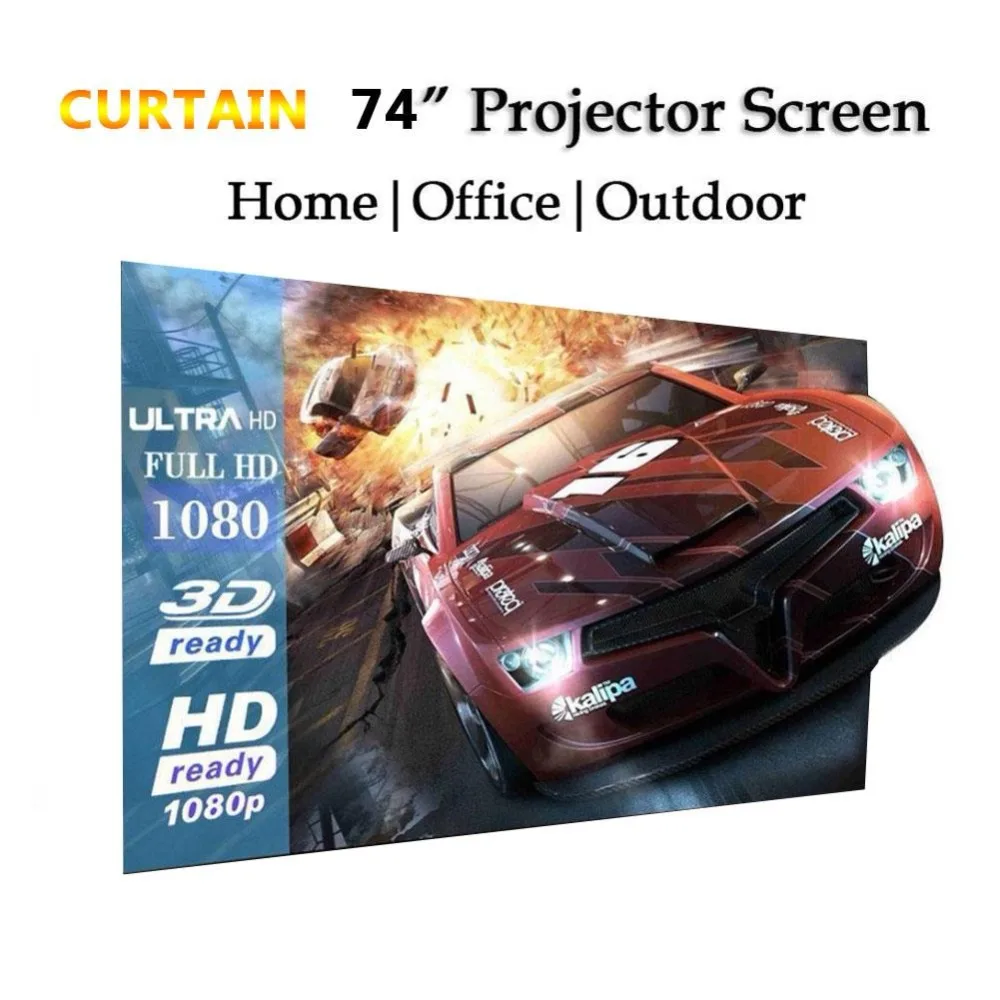 Cewaal мини лазерная проекция Шторы 16:9 HD 60/72/84/100/120 дюймов проектор Экран волокно холст для проектора плёнки дома Театр