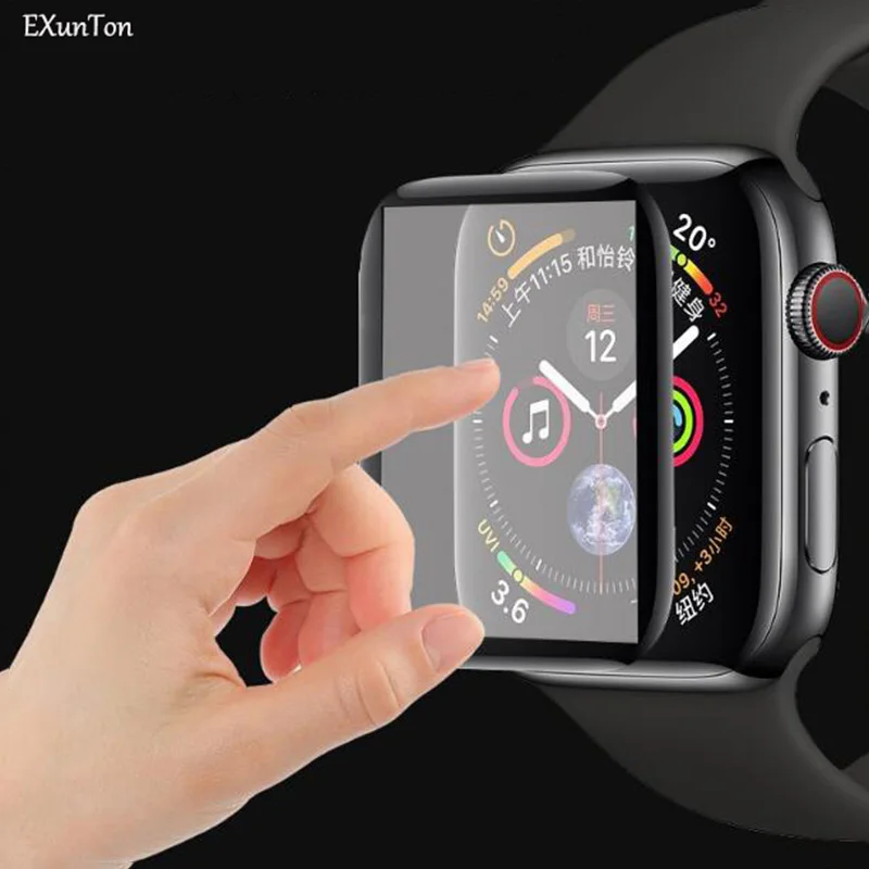 EXUNTON 3D полное покрытие закаленное Стекло для наручных часов Apple Watch Series 4/3/2/1 Экран