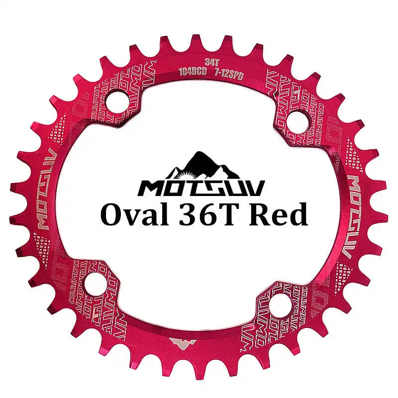 Red Oval 36T MOTSUV овальная узкая широкая цепь MTB горный велосипед 104BCD 32T 34T 36T 38T шатун зубная пластина части 104 BCD - Цвет: Red Oval 36T