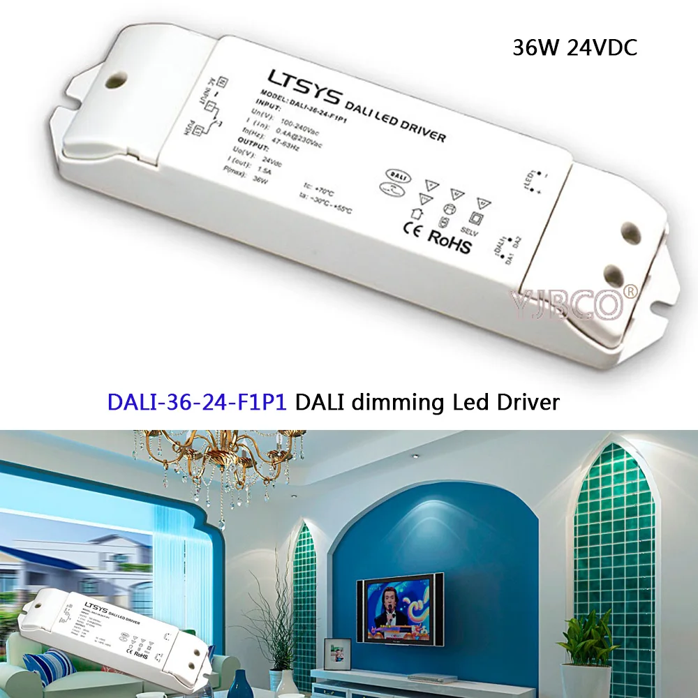 DALI-36-24-F1P1CV DALI Led Dimming Driver AC100-240V inputDC 24V 1.5A 36W outputDALI/Push button led power | Освещение
