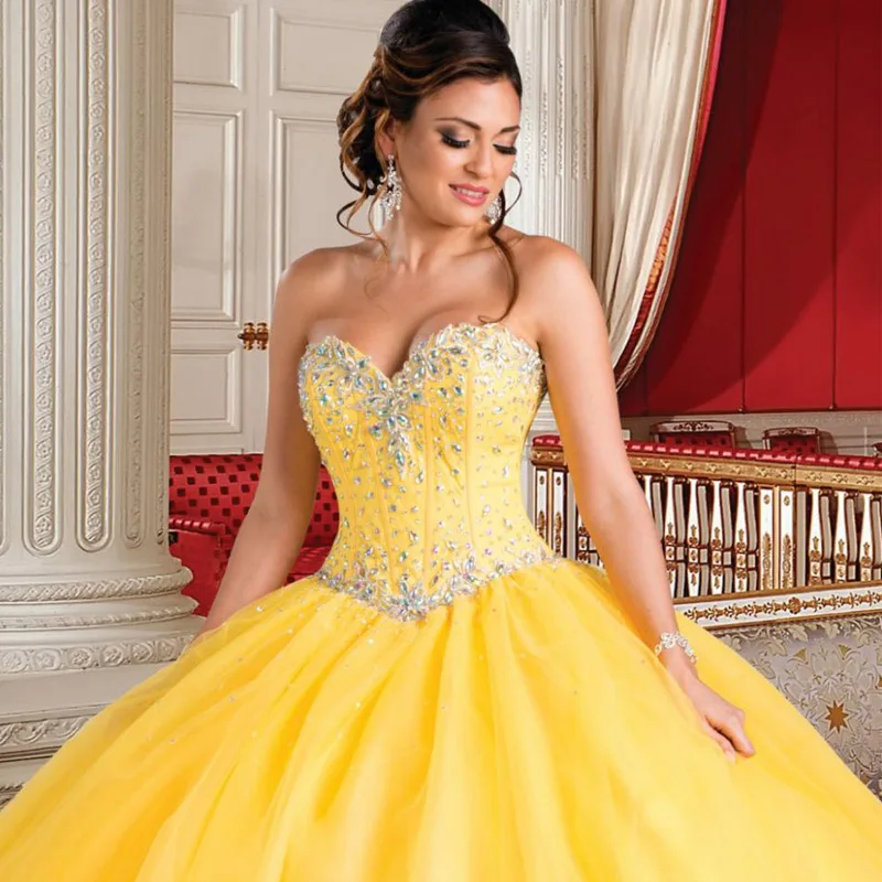 Великолепные платья Quinceanera желтого цвета Бальные 2019 Новое поступление сладкий 16