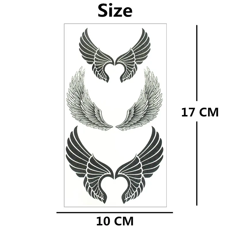 Shnapign Sexy Angel Wings Временные татуировки Средства ухода за кожей Книги по искусству ARM флэш тату Наклейки 17*10 см Водонепроницаемый поддельные хна безболезненно стикеры