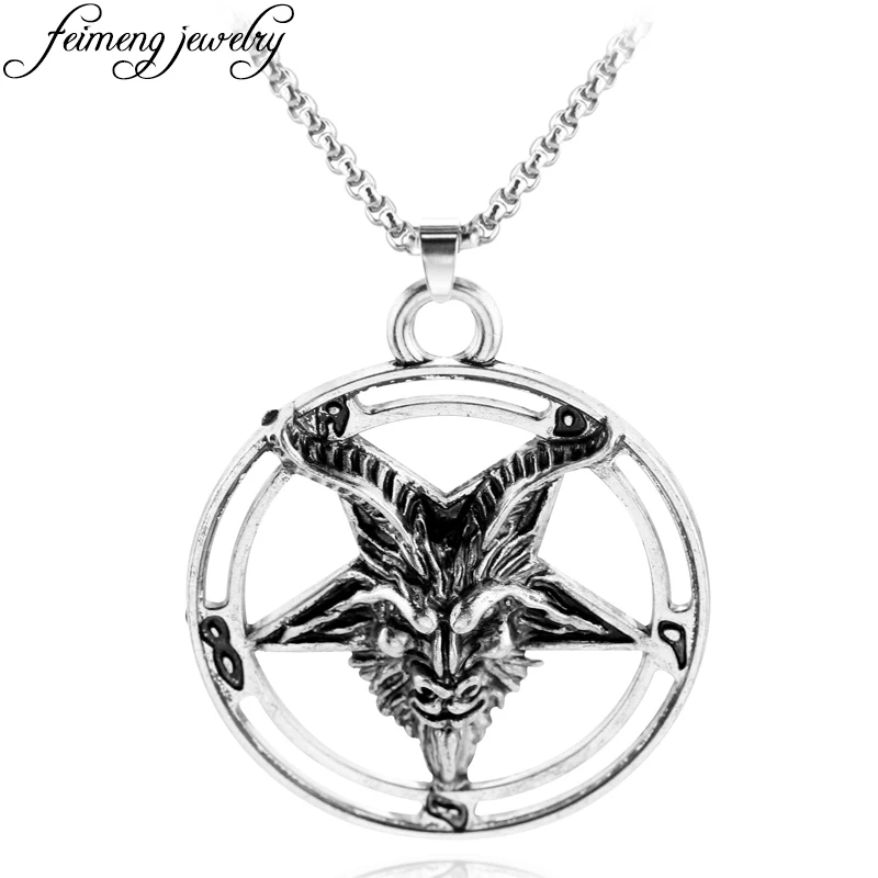 Ожерелье с подвеской в виде головы козы|pendant necklace|necklace for meninverted pentagram |