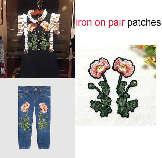 2pcs Flower Iron on Embroidered Patches for Clothes Parches Ropa Sticker Clothing Applique Embroidery | Дом и сад