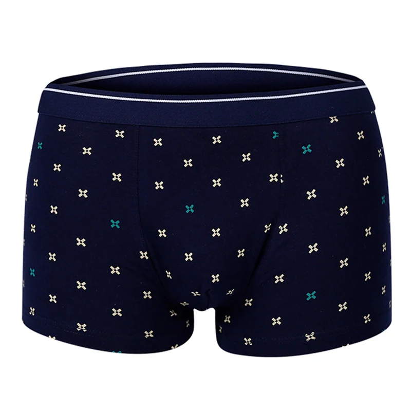 star navy blue J-BOX Сексуальные полосатые мужские трусики из хлопка трусы-боксерыМужское нижнее белье Твердые мужские трусы Дышащие трусы Полосатые трусы-боксеры 3XL - Цвет: star navy blue