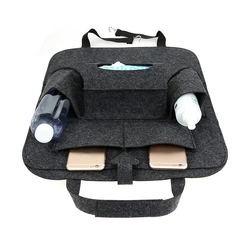 Dark gray Car Seat Organizer Auto Car Backseat Organizer Car-Styling Holder Multi-Pocket Seat Wool Felt Multifunction Storage - Название цвета: Dark gray