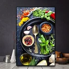 Растительное зерна ложка для специй Кухня Холст Картина без рамки скандинавский Плакаты и принты настенные картины Декор в гостиную