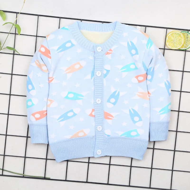 Autumn Winter Clothes For Baby Boys Kid Car Plane Warm Sweaters 0-2years Toddler Boy Cardigan O-neck Thick Outerwear |