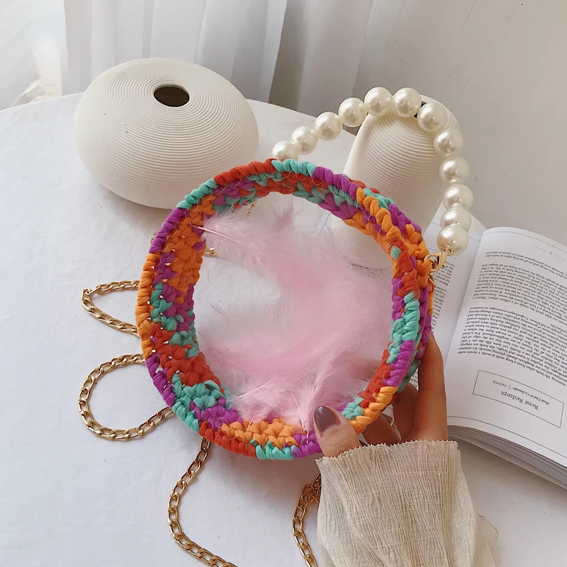 2019 Акриловая Прозрачная Круглая сумка роскошная женская сумочка с жемчугом и