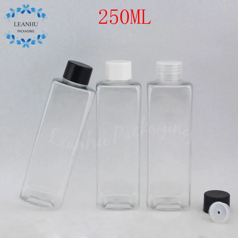 

250 мл прозрачная квадратная пластиковая бутылка, см3 лосьон/тонер в бутылку, пустой косметический контейнер (28 шт./лот)