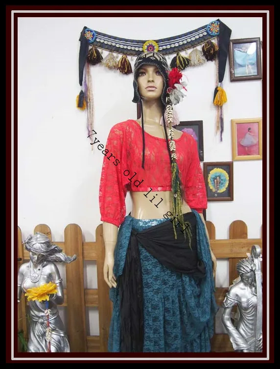 

Belly Dance Top Costumes New Style Senior Sexy Lace Bat Sleeve Blouse DM30-38