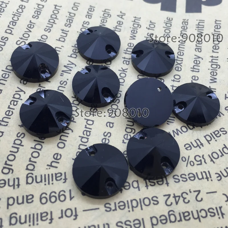 Оптовая продажа струйных черных расшитых стеклянных хрустальных камней с