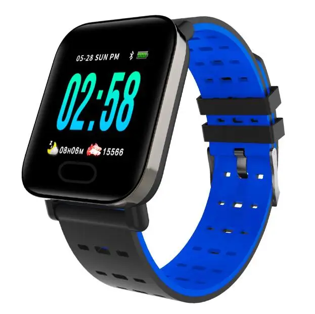 blue A6 смарт-браслет, монитор сердечного ритма, фитнес-трекер, дистанционное управление, Водонепроницаемый Смарт браслет, браслет для мужчин, Смарт-часы, шагомер - Цвет: blue