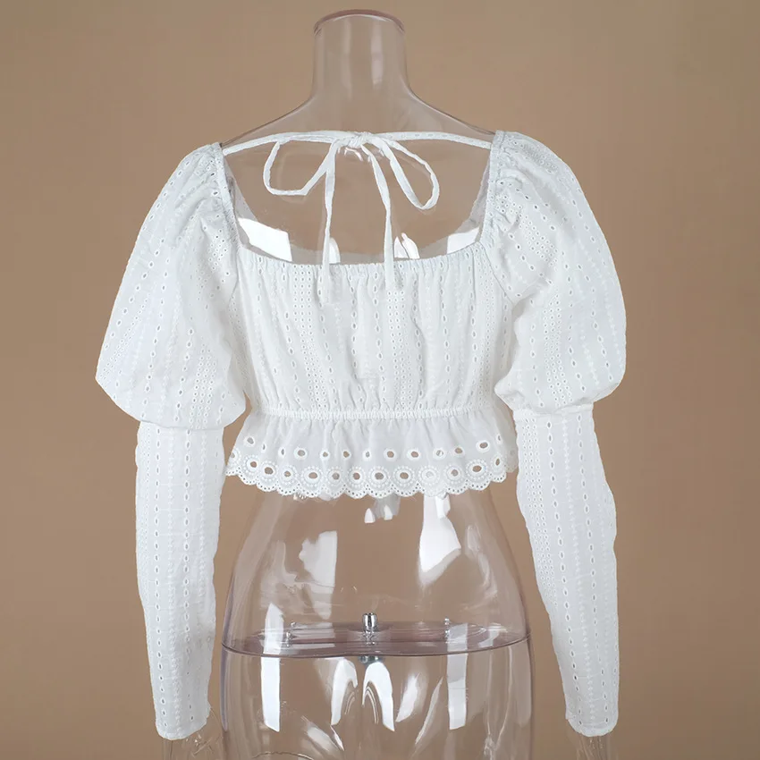 Vintage Square Collar Women Blouse Shirt White Long Sleeve Womens Tops and Female Tunic Blouses 2019 Spring Summer |