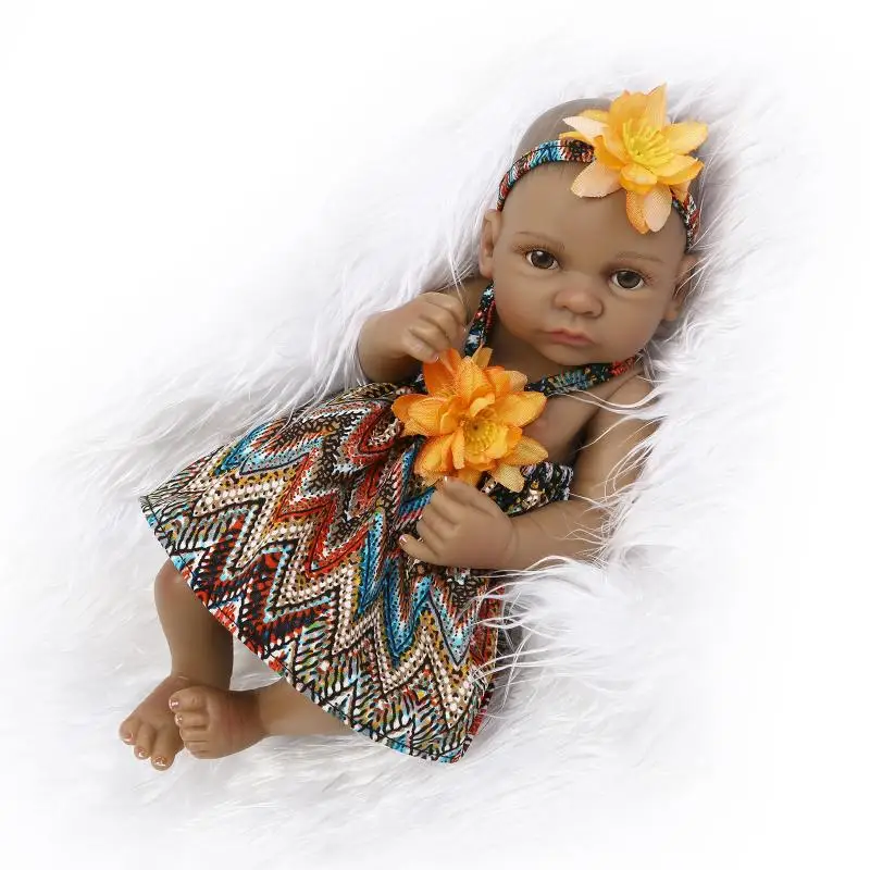 

Silicone reborn baby doll baby bath toy black dolls for girls ethnic enlightenment sleeping doll