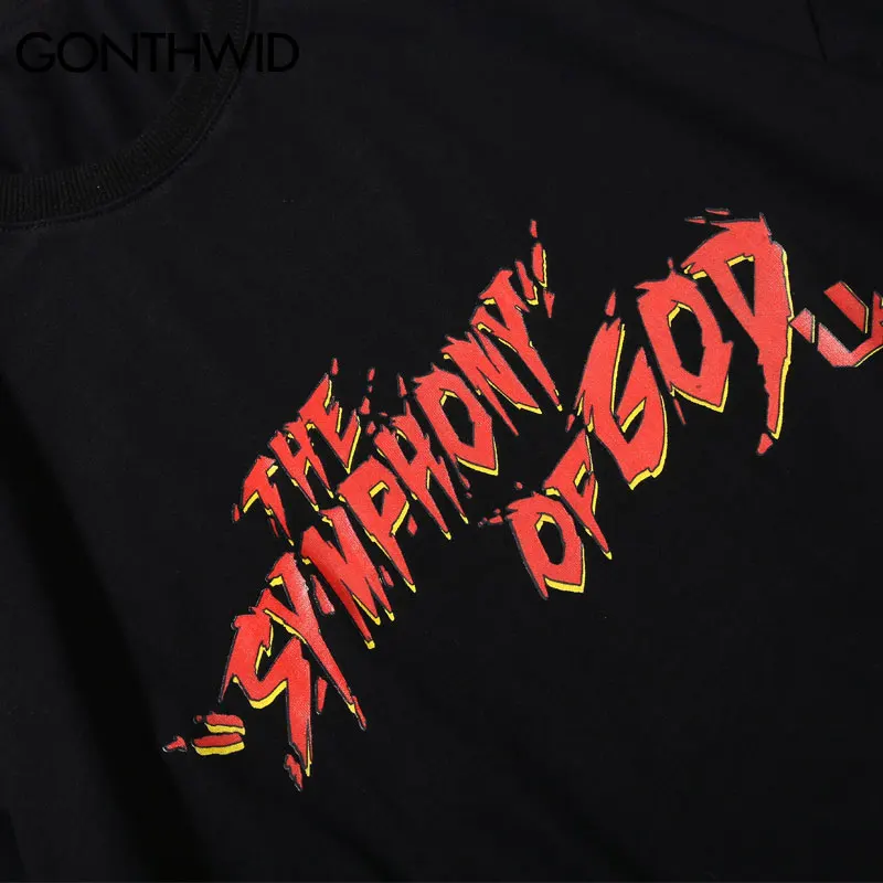 GONTHWID Symphony Of God Tshirts Funny Hip Hop Streetwear T Shirts 2019 Summer Men Harajuku Casual Short Sleeve Tops Tees Male | Мужская