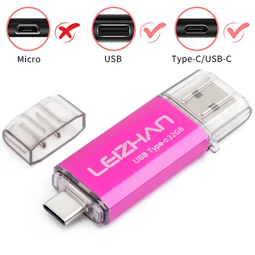 Type c-USB 3.0-Pink USB флеш-накопитель LEIZHAN type C, 256 ГБ, фото-карта, 128 ГБ, 64 ГБ, 32 ГБ, 16 ГБ, для samsung Galaxy S10, S9, S8/huawei, P30, P20, USB C, флешка - Цвет: Type c-USB 3.0-Pink