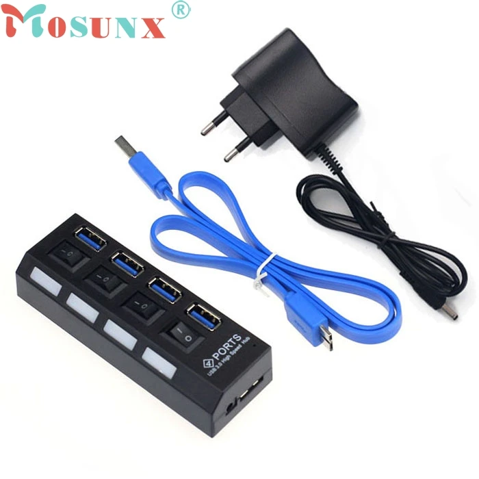 ECOSIN2 4 порта USB 3 0 концентратор с переключателем ВКЛ./ВЫКЛ. Адаптер питания для