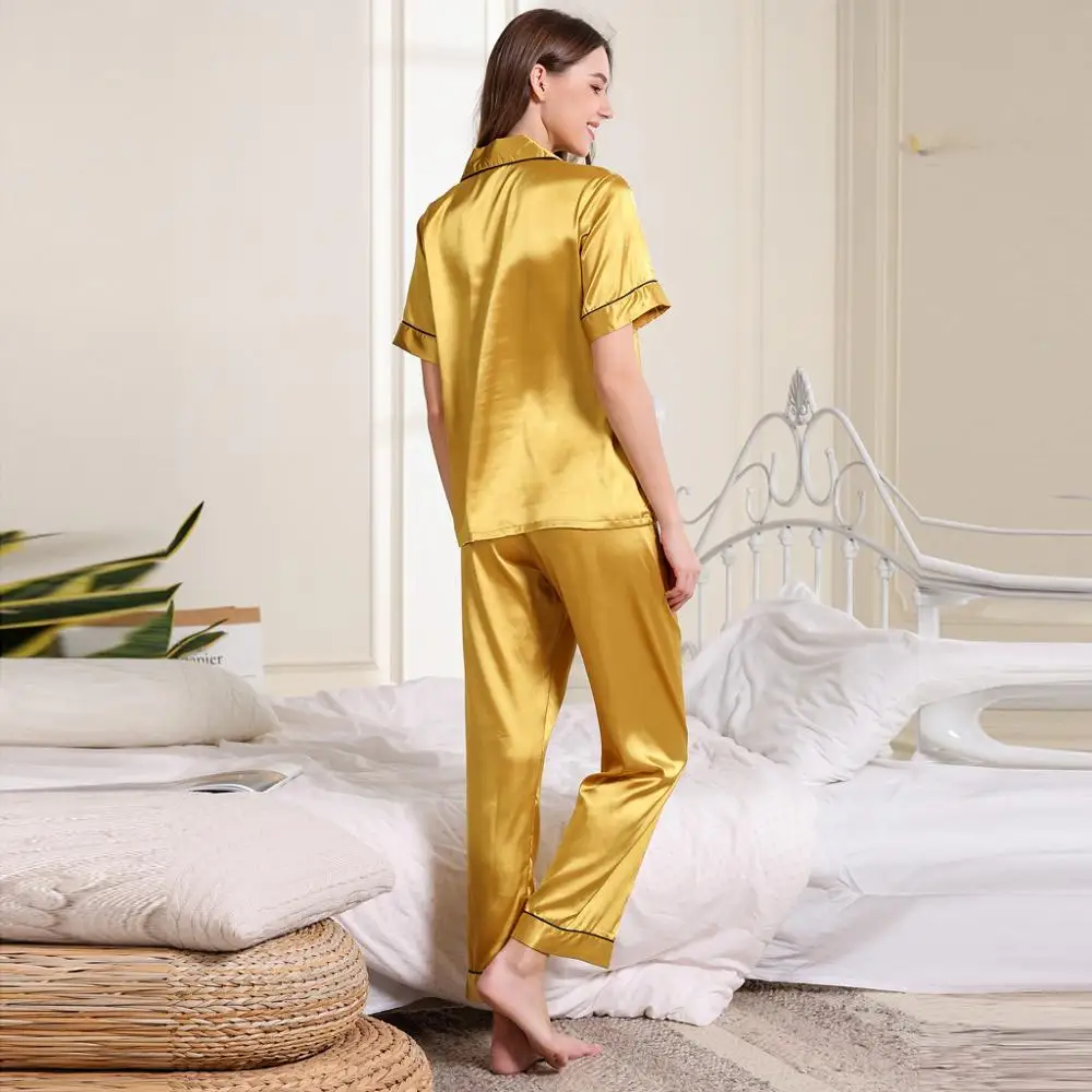 Женские пижамные комплекты из 2 предметов серые в полоску искусственного шелка