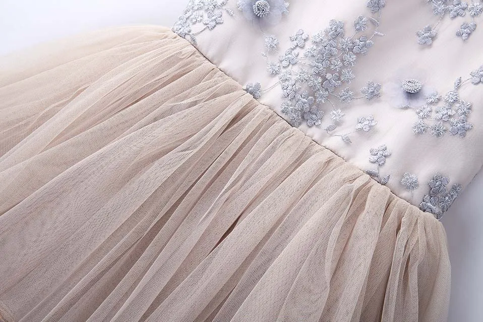 Симпатичная одежда От 6 до 13 лет платье с цветочным узором для девочек фатиновой