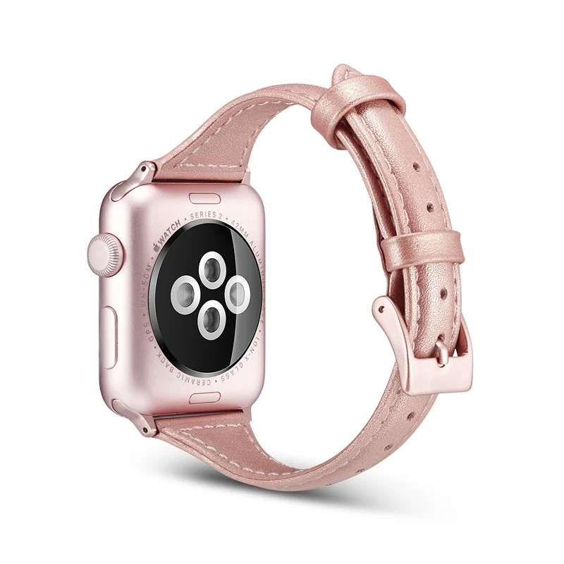 Rose Red ASHEI тонкий ремешок из натуральной кожи для apple watch серии 5 44 мм ремешок 40 мм браслет для apple watch iWatch 42 мм 38 мм полосы - Цвет ремешка: Rose Red