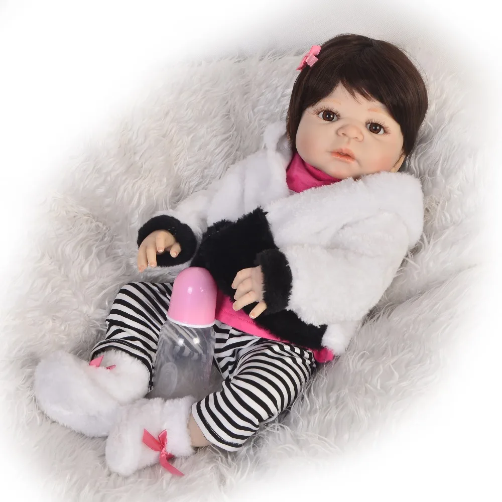 Bebes reborn realista полный Силиконовый Reborn Baby dolls 23 ''Новорожденный ребенок Живой