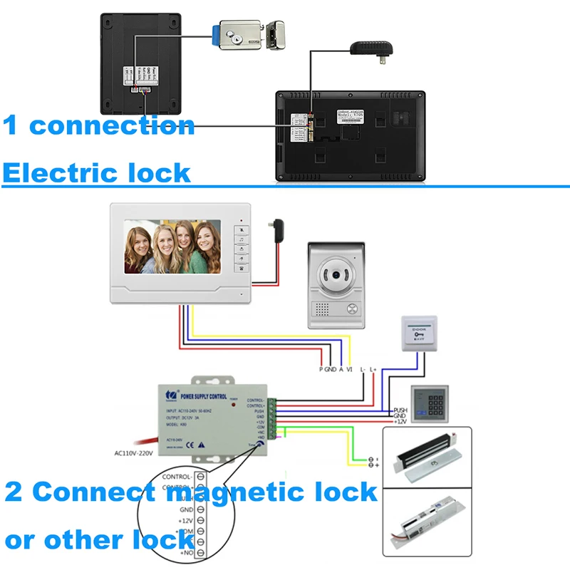 Система видеодомофона проводная 7 дюймов цветной дверной звонок для частного