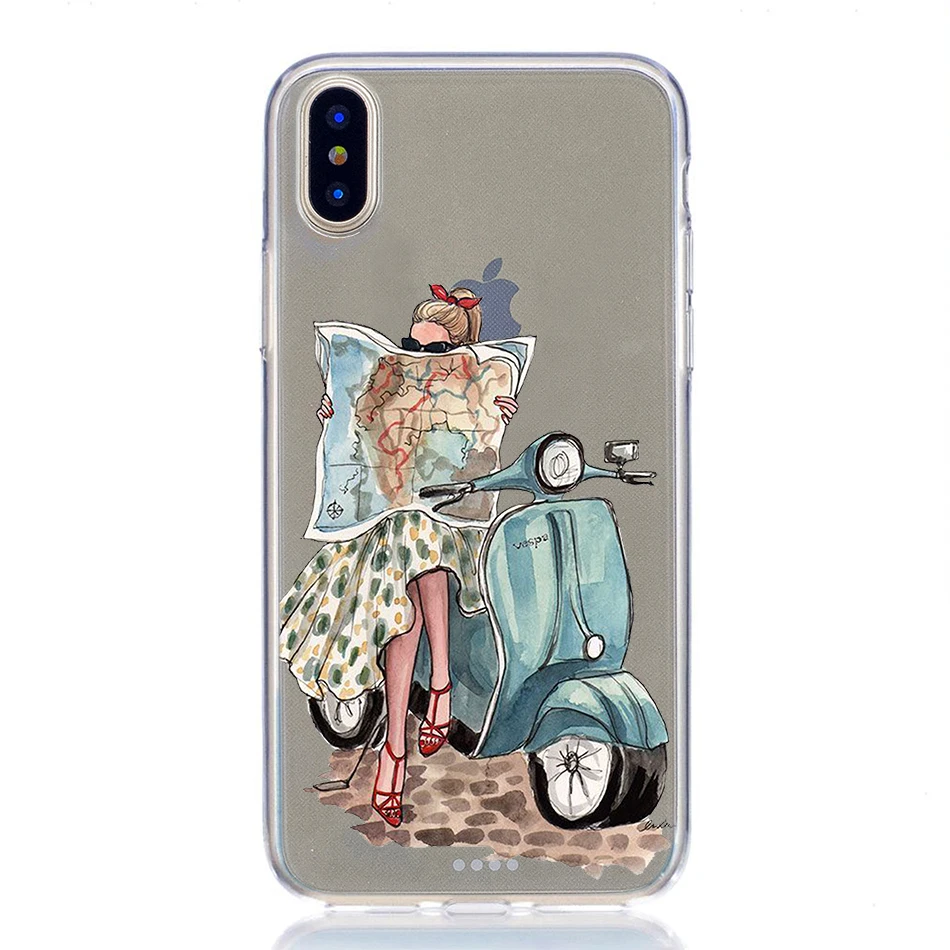 Чехол для iphone x xs max xr 6 6s 7 8 plus funda мягкий силиконовый чехол путешествий с кошкой