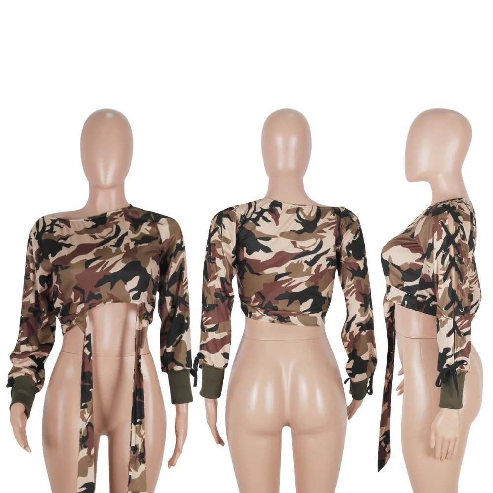 

V neck Full Sleeve Summer Sexy Top Lace Up Women Tees